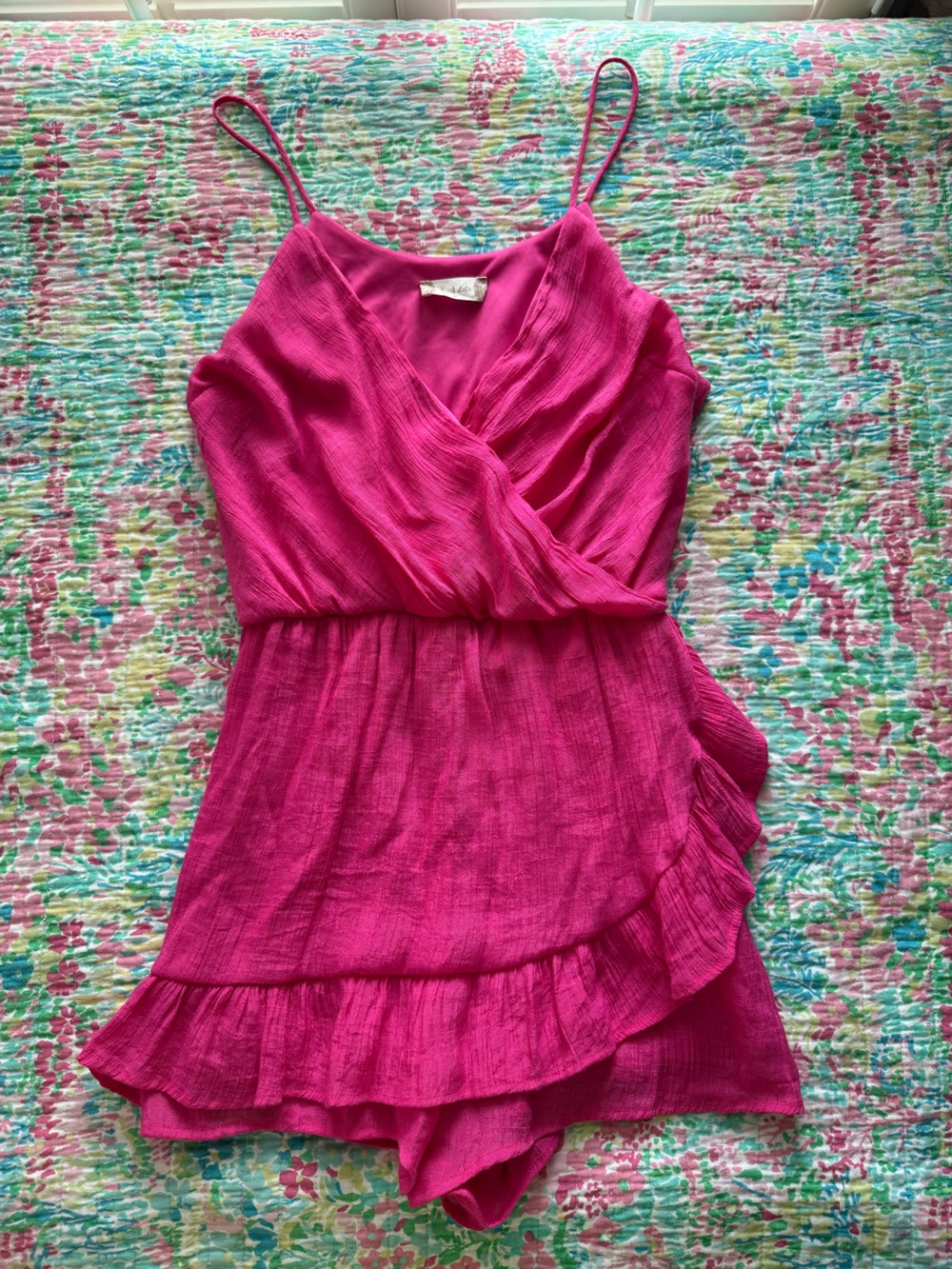 Altar'd State Hot Pink Ruffled Romper